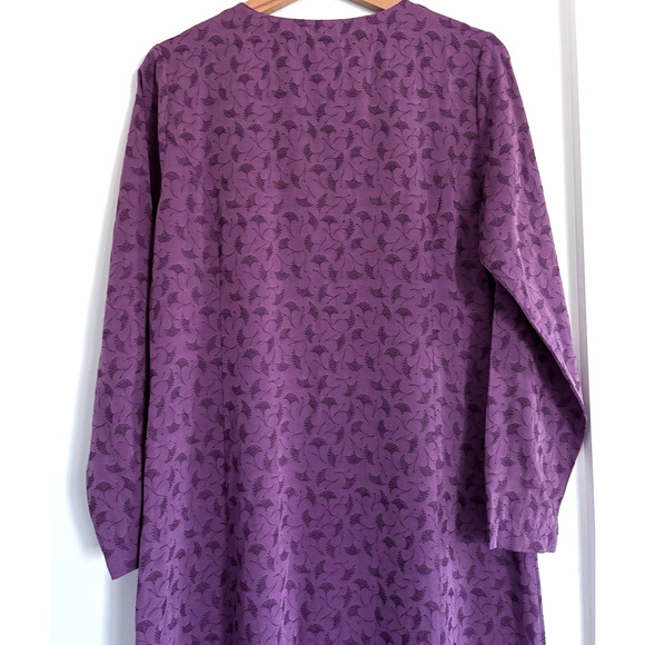 LL BEAN Floral Button Front Maxi Midi Dress Long Sleeve Purple Viscose Blend 12 - Picture 10 of 15